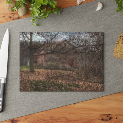 U R There Photography Mayville Hidden Barn II Rustic Farmhouse Tempered-Glass Cutting Board