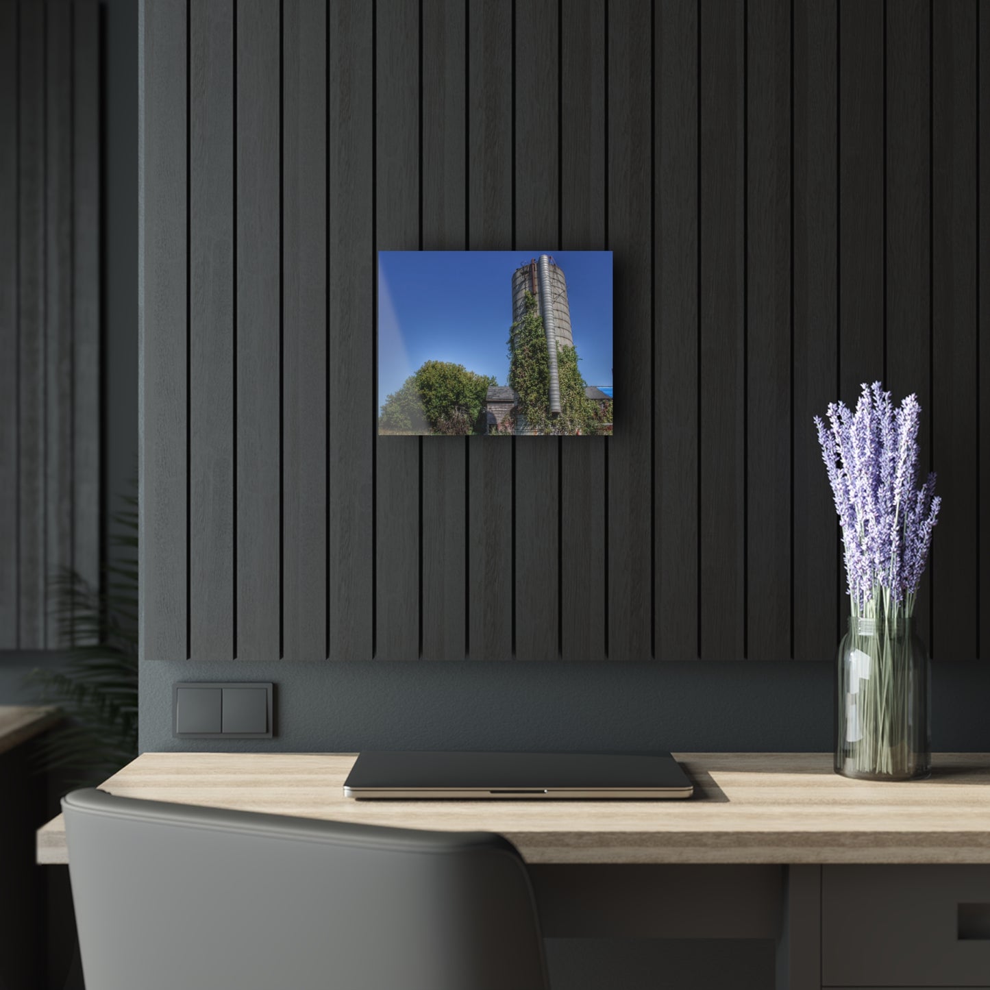 U R There Photography Bordman Road Old Grey and Silo I Rustic Farmhouse Acrylic Wall Print