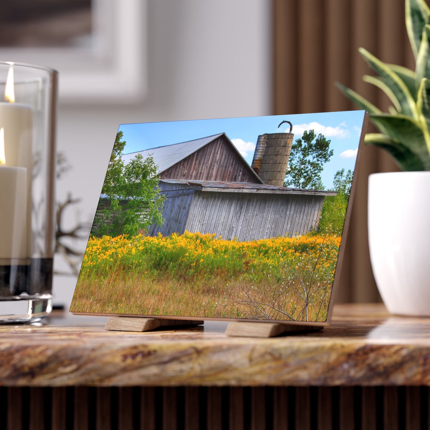 U R There Photography Church Road Grey II Rustic Farmhouse Decorative Ceramic Tile