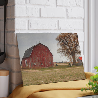 U R There Photography Loomis Road Red Rustic Farmhouse Tempered-Glass Cutting Board