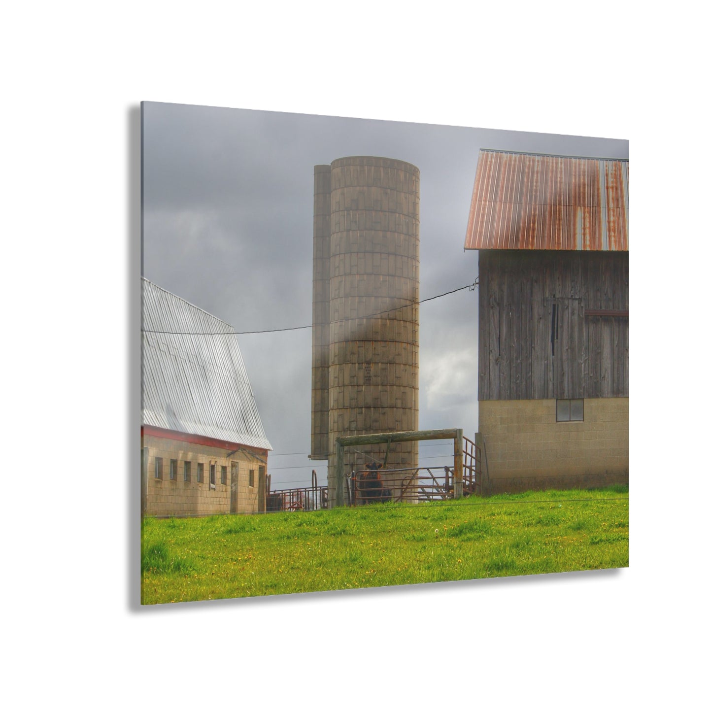 U R There Photography Clothier Road Grey and Silo Rustic Farmhouse Acrylic Wall Print