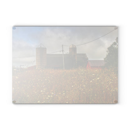 U R There Photography Brown Road Hidden Reds Rustic Farmhouse Tempered-Glass Cutting Board