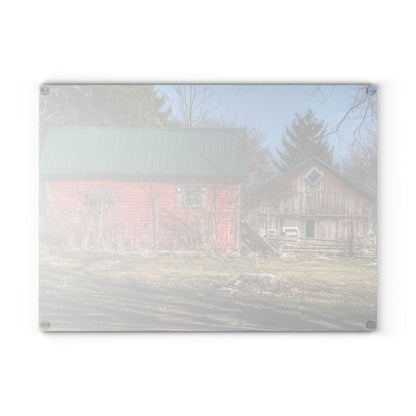 U R There Photography Roadside Reds Rustic Farmhouse Tempered-Glass Cutting Board