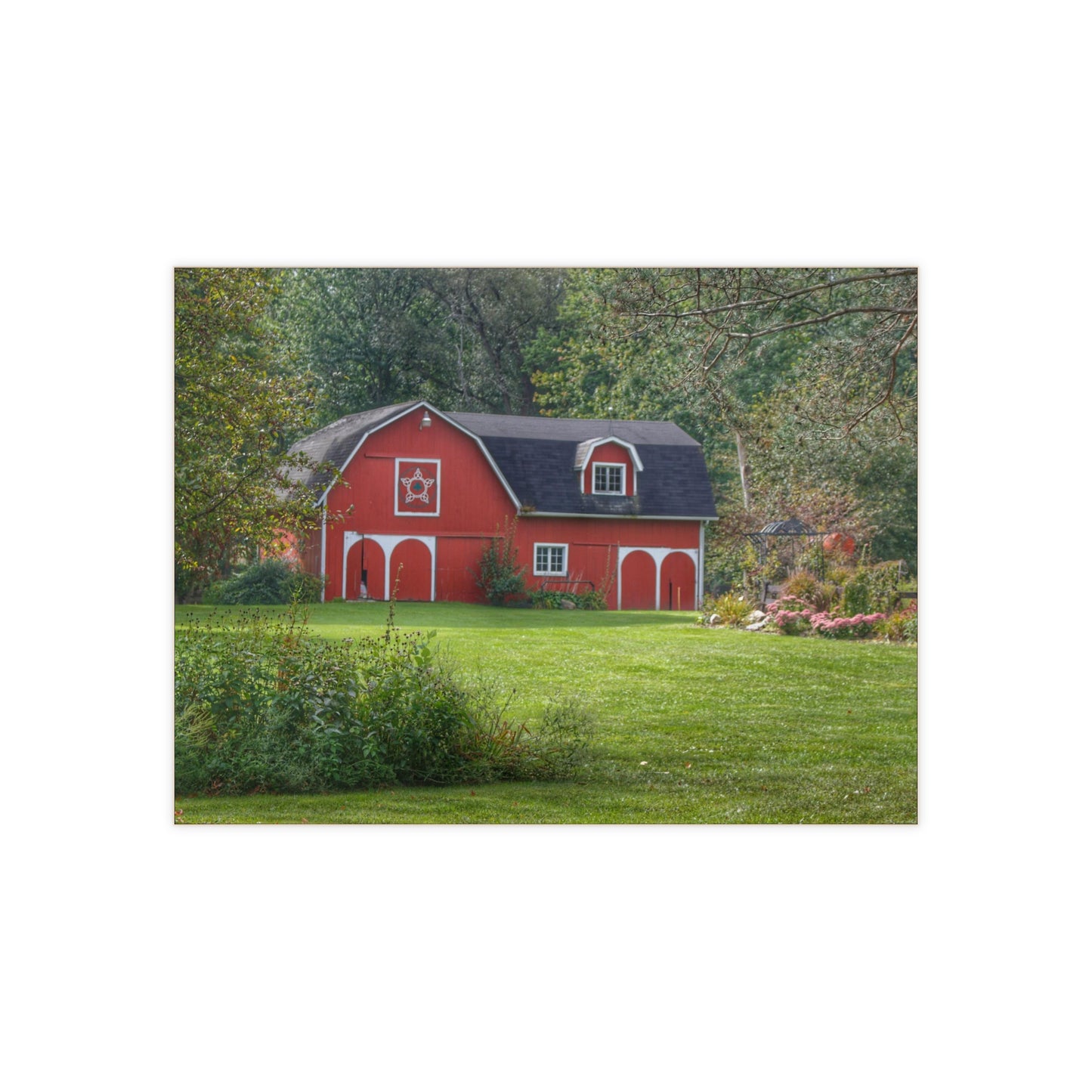U R There Photography Charming Red Rustic Farmhouse Decorative Ceramic Tile