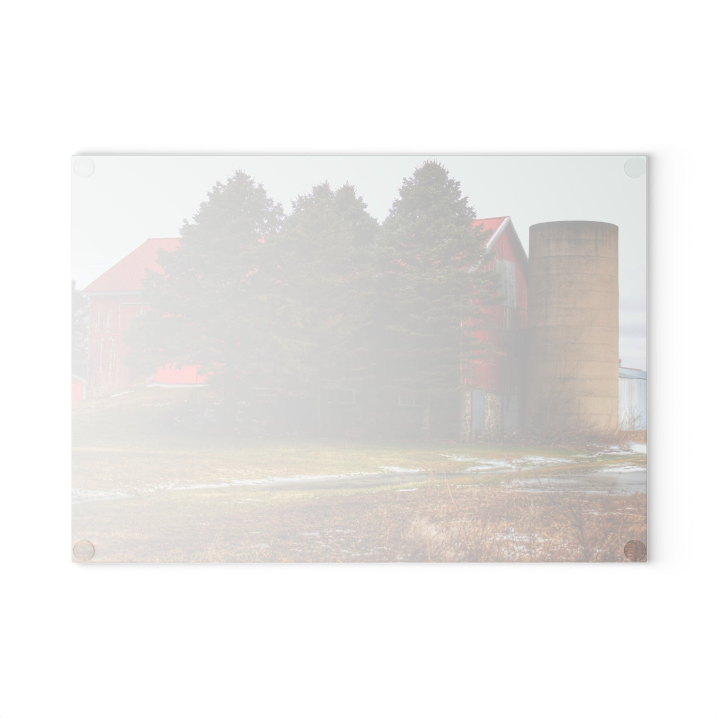 U R There Photography Laur Road Red Among the Pines III Rustic Farmhouse Tempered-Glass Cutting Board