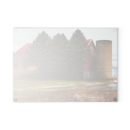 U R There Photography Laur Road Red Among the Pines III Rustic Farmhouse Tempered-Glass Cutting Board
