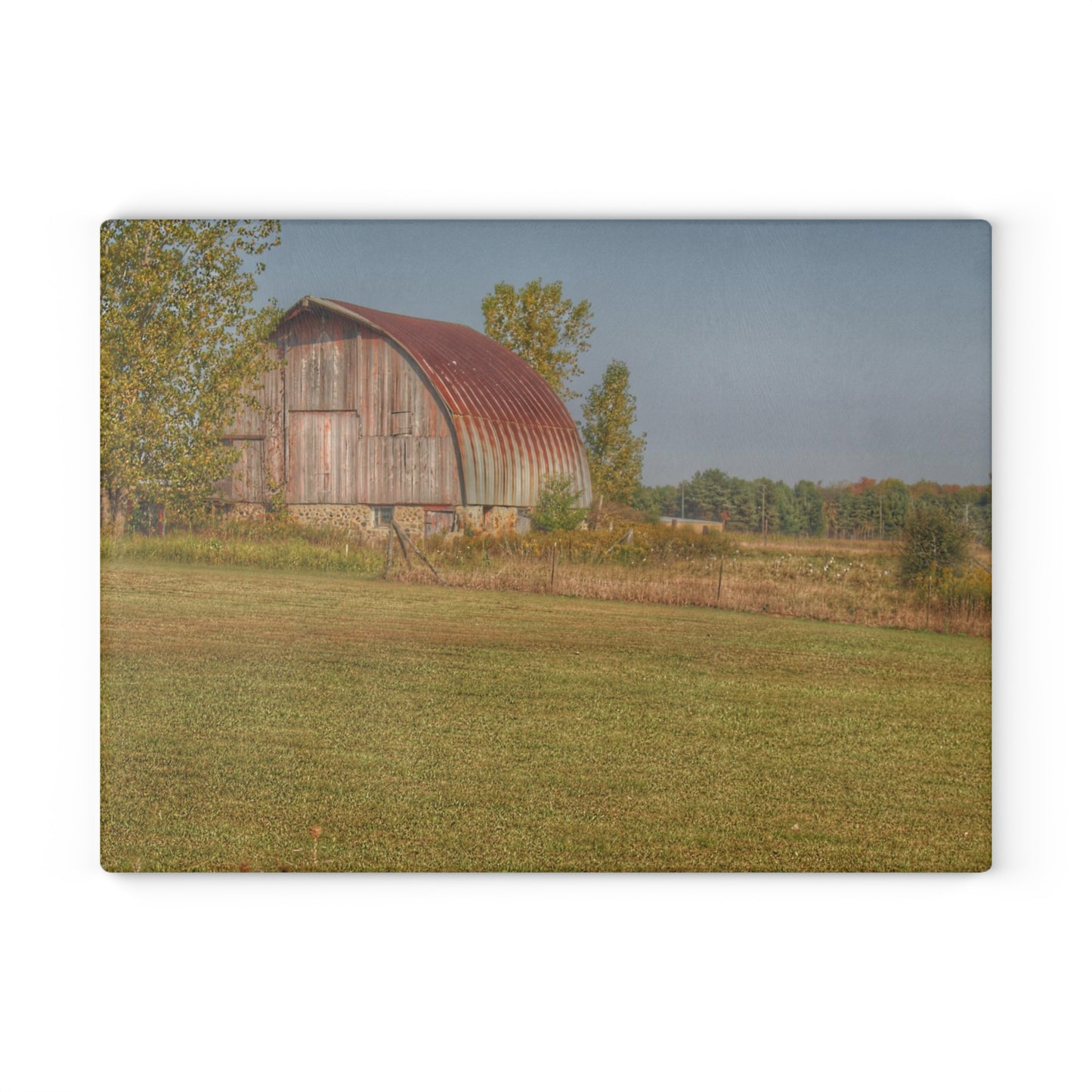 U R There Photography Snover Quonset Grey Rustic Farmhouse Tempered-Glass Cutting Board