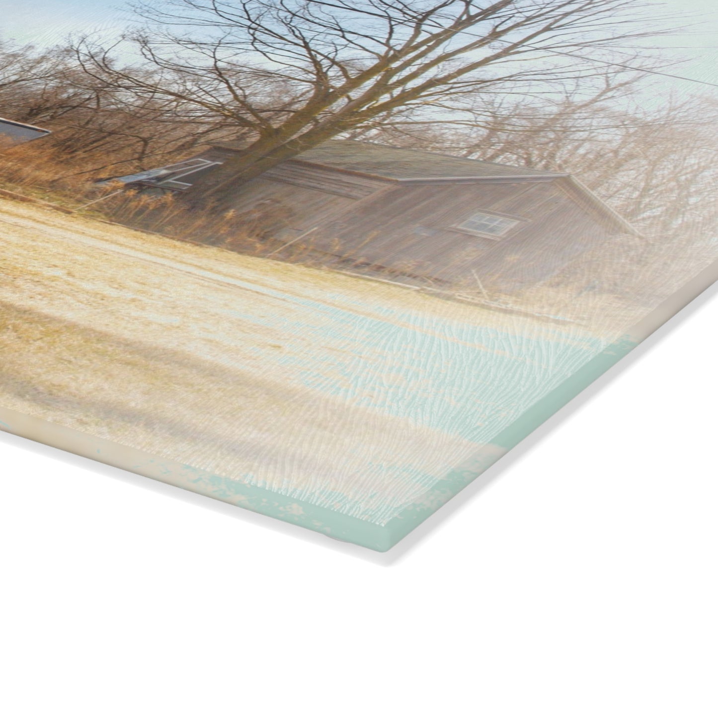 U R There Photography Klam Road Hillside Greys Rustic Farmhouse Tempered-Glass Cutting Board