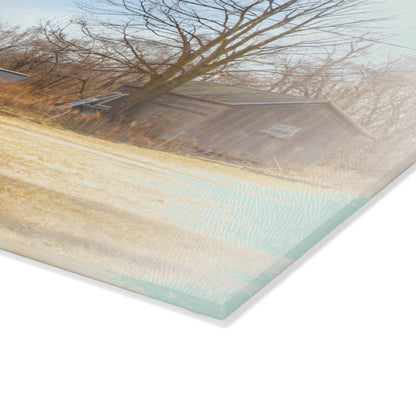 U R There Photography Klam Road Hillside Greys Rustic Farmhouse Tempered-Glass Cutting Board