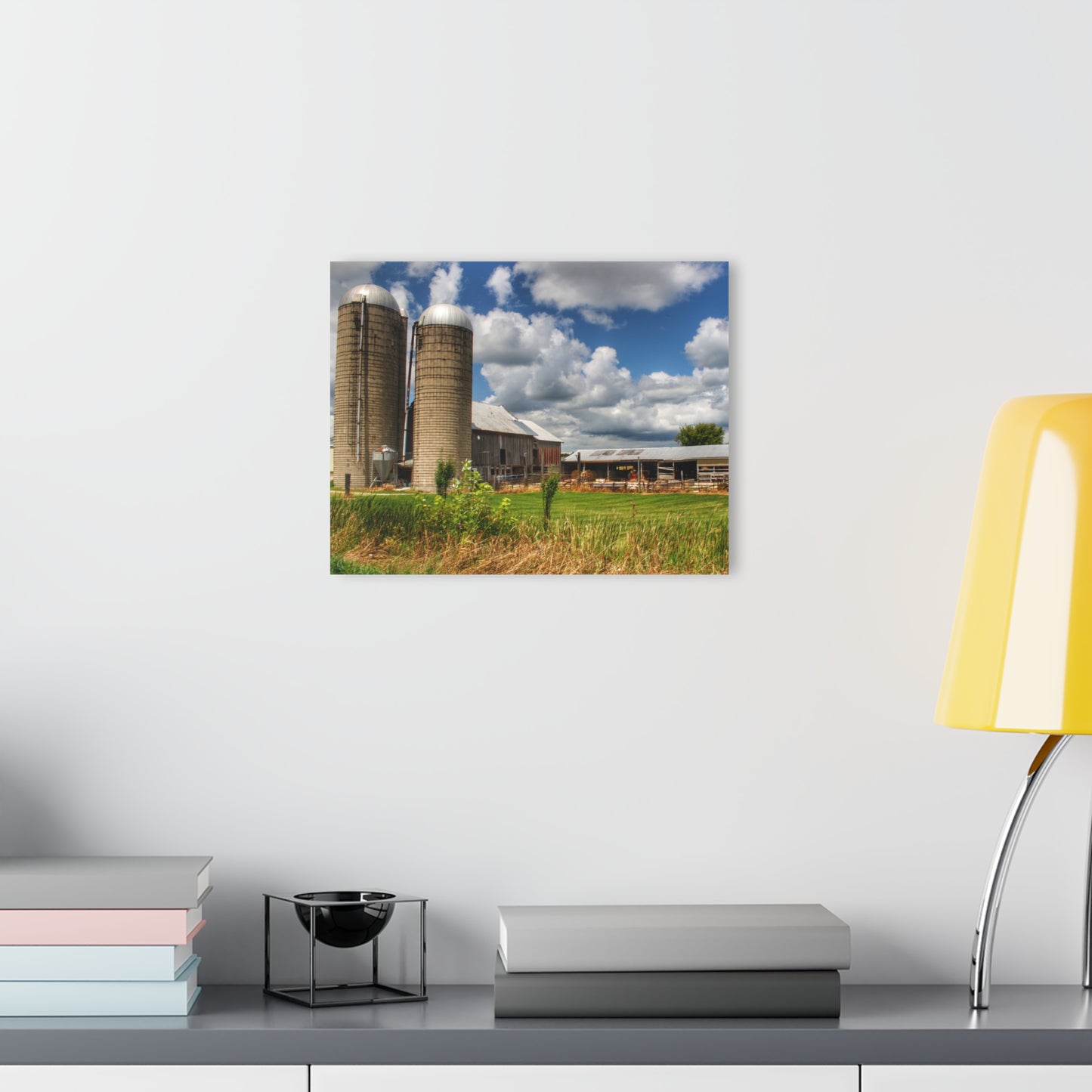 U R There Photography Millington Grey and Silos Rustic Farmhouse Acrylic Wall Print