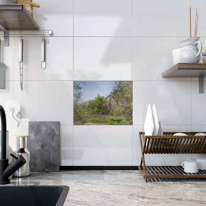 U R There Photography Bishop Road Grey II Rustic Farmhouse Decorative Ceramic Tile 6 "x 8