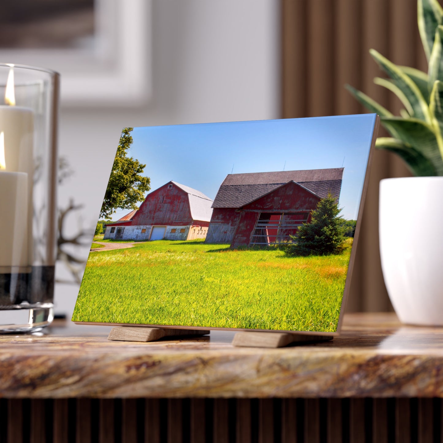 Atwell Road Trio Rustic Farmhouse Decorative Ceramic Tile 6" × 8" Glossy