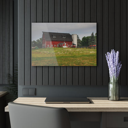 U R There Photography Oxford Old Red and Silo Rustic Farmhouse Acrylic Wall Print