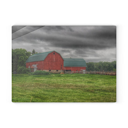 U R There Photography Clifford Road Red I Rustic Farmhouse Tempered-Glass Cutting Board