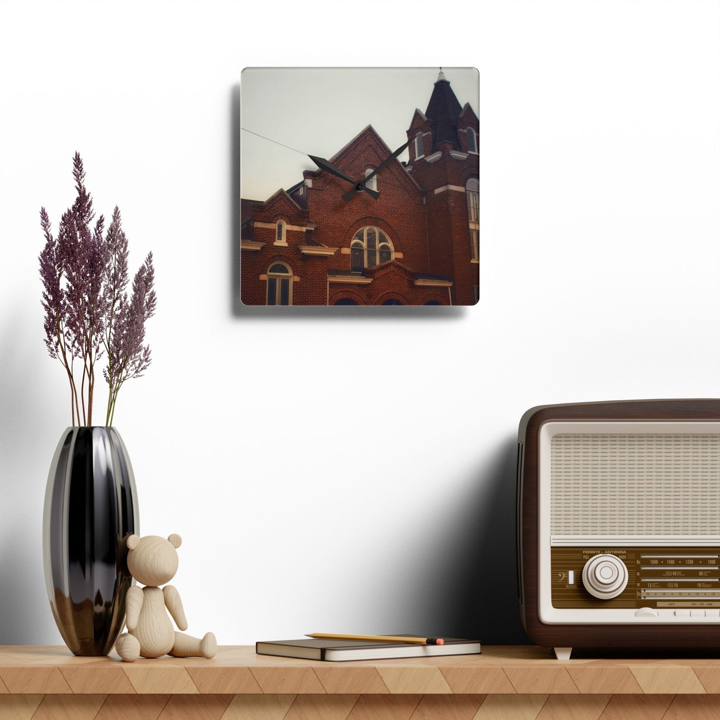 U R There Photography Brown City Methodist Church Rustic Farmhouse Wall Clock