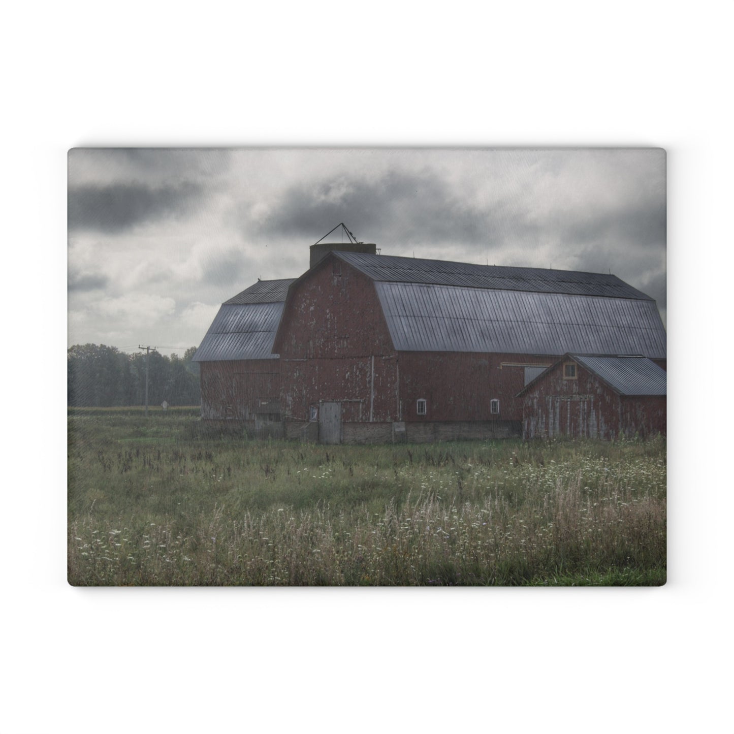U R There Photography Glover Road Reds Rustic Farmhouse Tempered-Glass Cutting Board