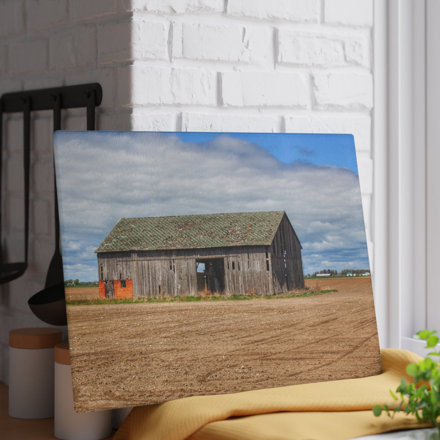 U R There Photography Rescue Road Grey Rustic Farmhouse Tempered-Glass Cutting Board
