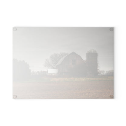 U R There Photography Reinelt Road Red Rustic Farmhouse Tempered-Glass Cutting Board 8"x 11"