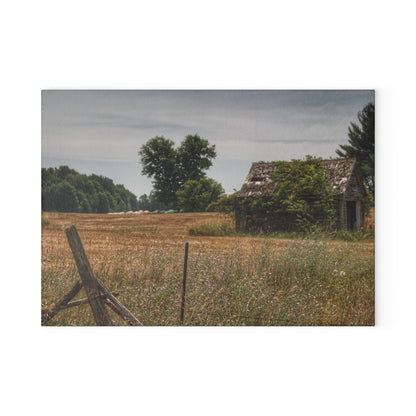 U R There Photography Waterman Road Shack Beyond the Fence Rustic Farmhouse Tempered-Glass Cutting Board