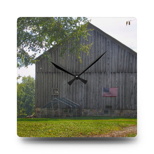 Sutton Road Patriot Grey II Rustic Farmhouse Acrylic Analog Wall Clock 10.75'' × 10.75'' (Square)