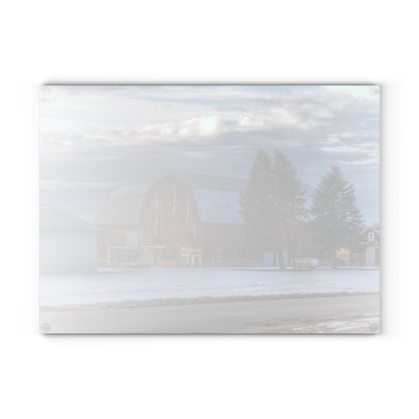 U R There Photography Glover Road Red Rustic Farmhouse Tempered-Glass Cutting Board