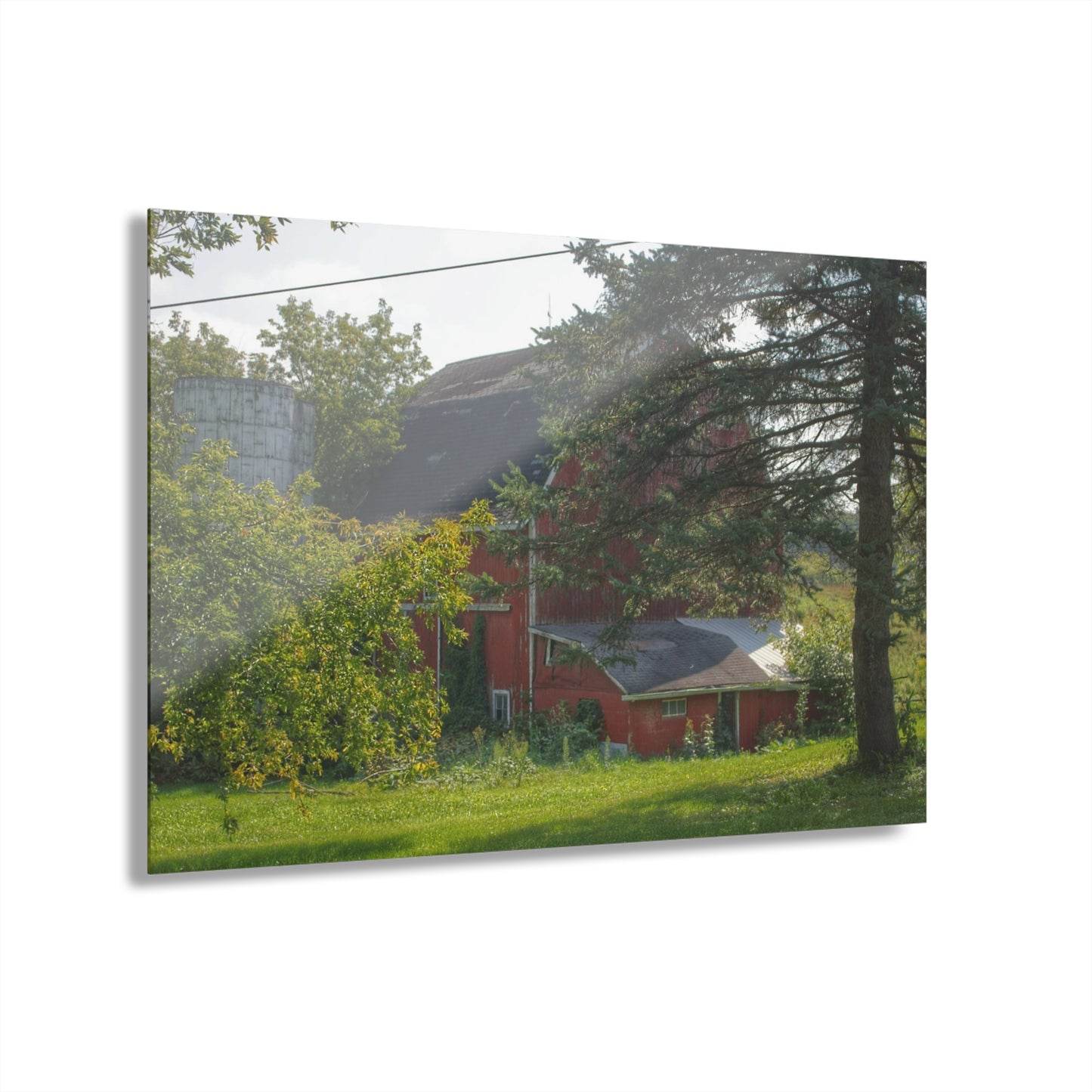 U R There Photography Grey Road Red Rustic Farmhouse Acrylic Wall Print