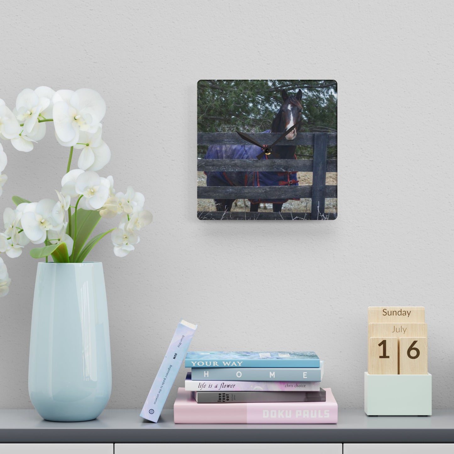 U R There Photography Hosner Road Chestnut Rustic Farmhouse Acrylic Analog Wall Clock