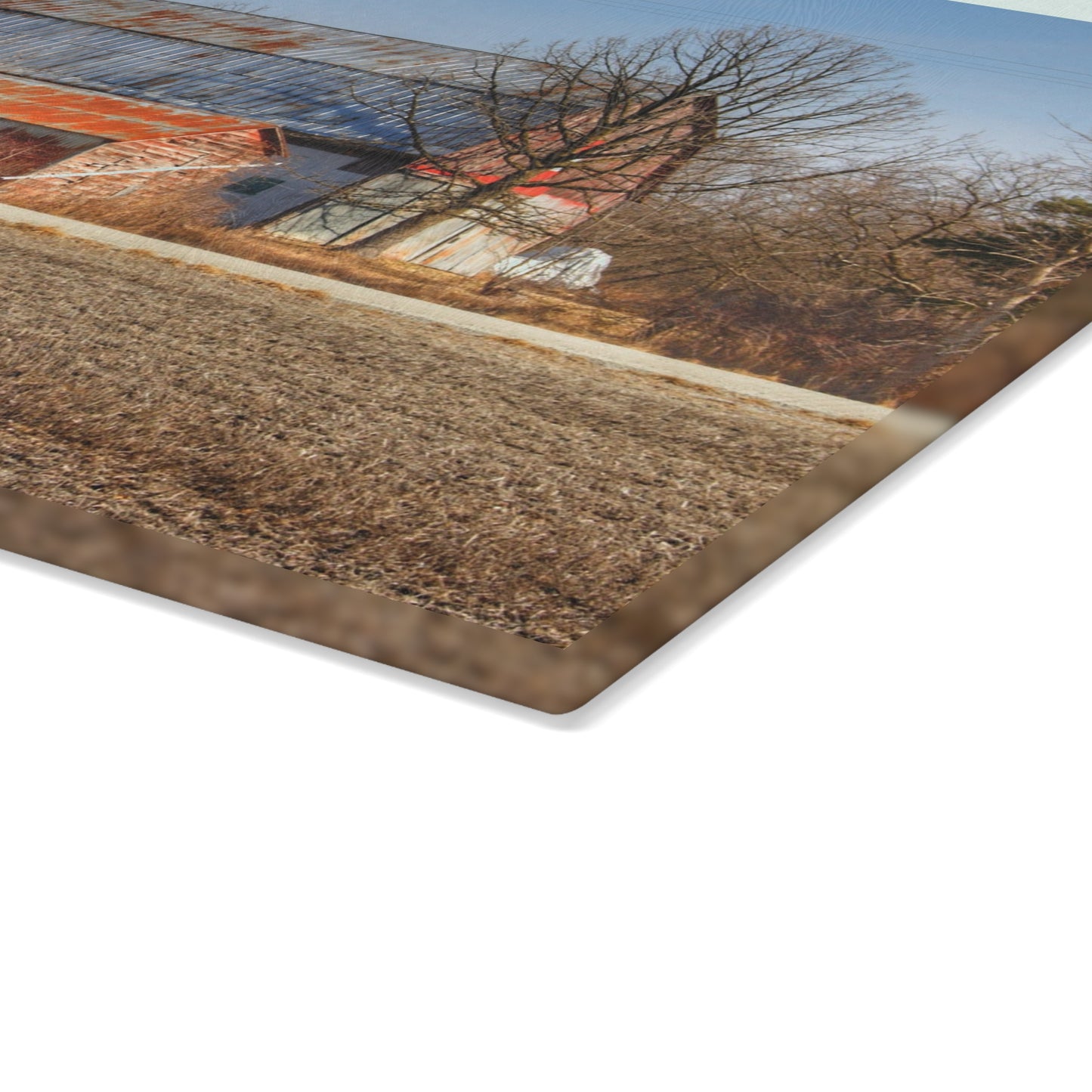 U R There Photography Indian Trail Rusted Reds I Rustic Farmhouse Tempered-Glass Cutting Board
