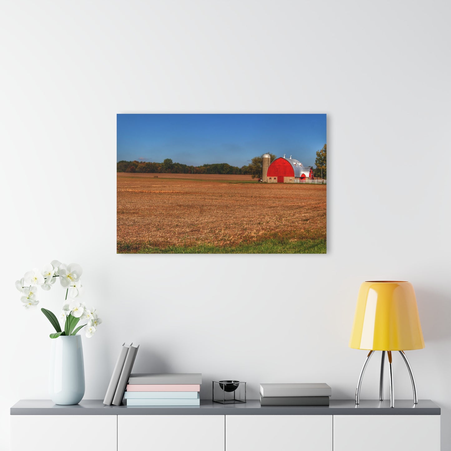 U R There Photography Brown City Wellman Line Road Red Rustic Farmhouse Acrylic Wall Print