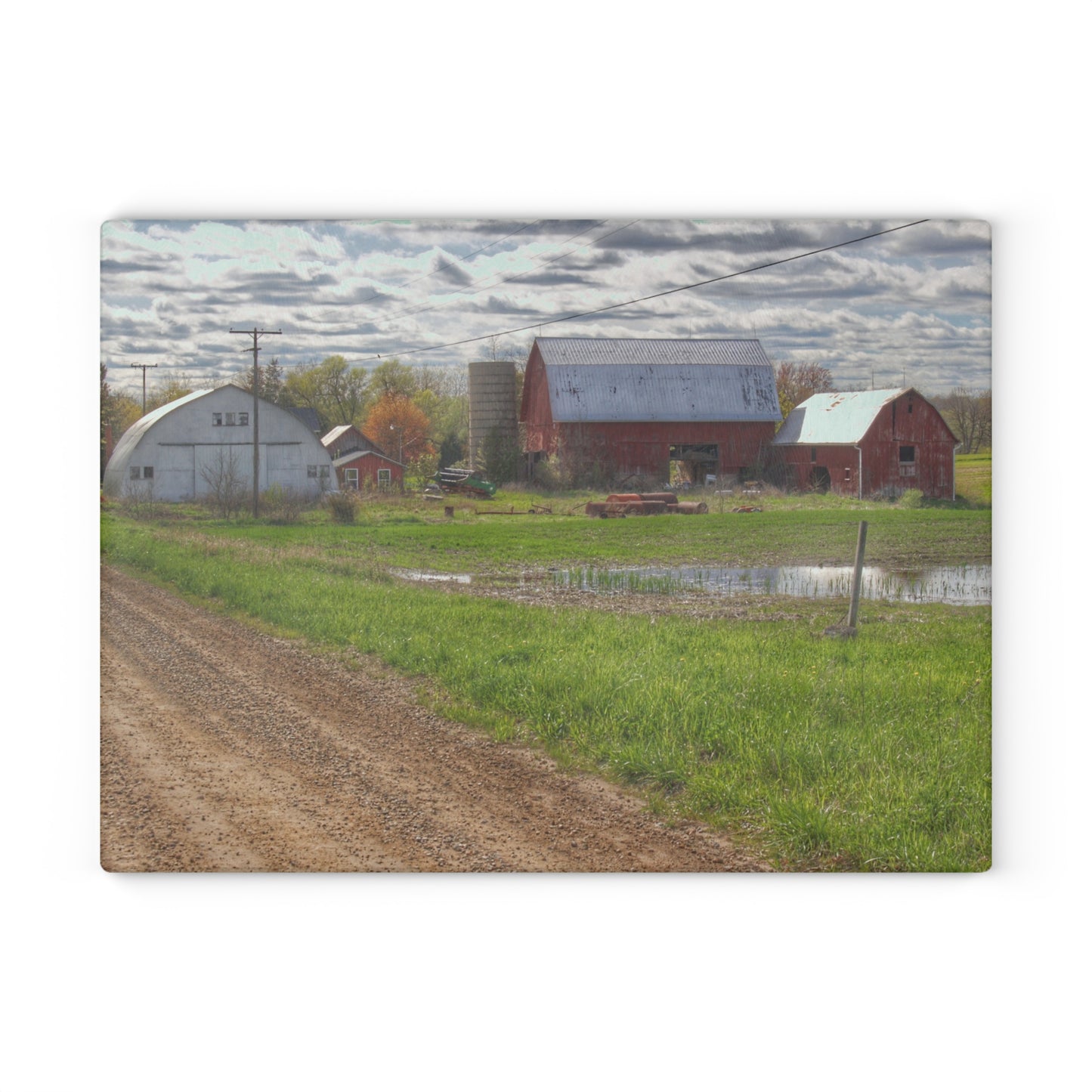U R There Photography McDowell Road Reds II Rustic Farmhouse Tempered-Glass Cutting Board