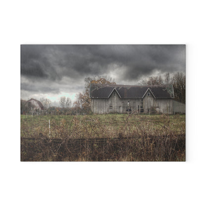 U R There Photography Green Road Grey Rustic Farmhouse Tempered-Glass Cutting Board