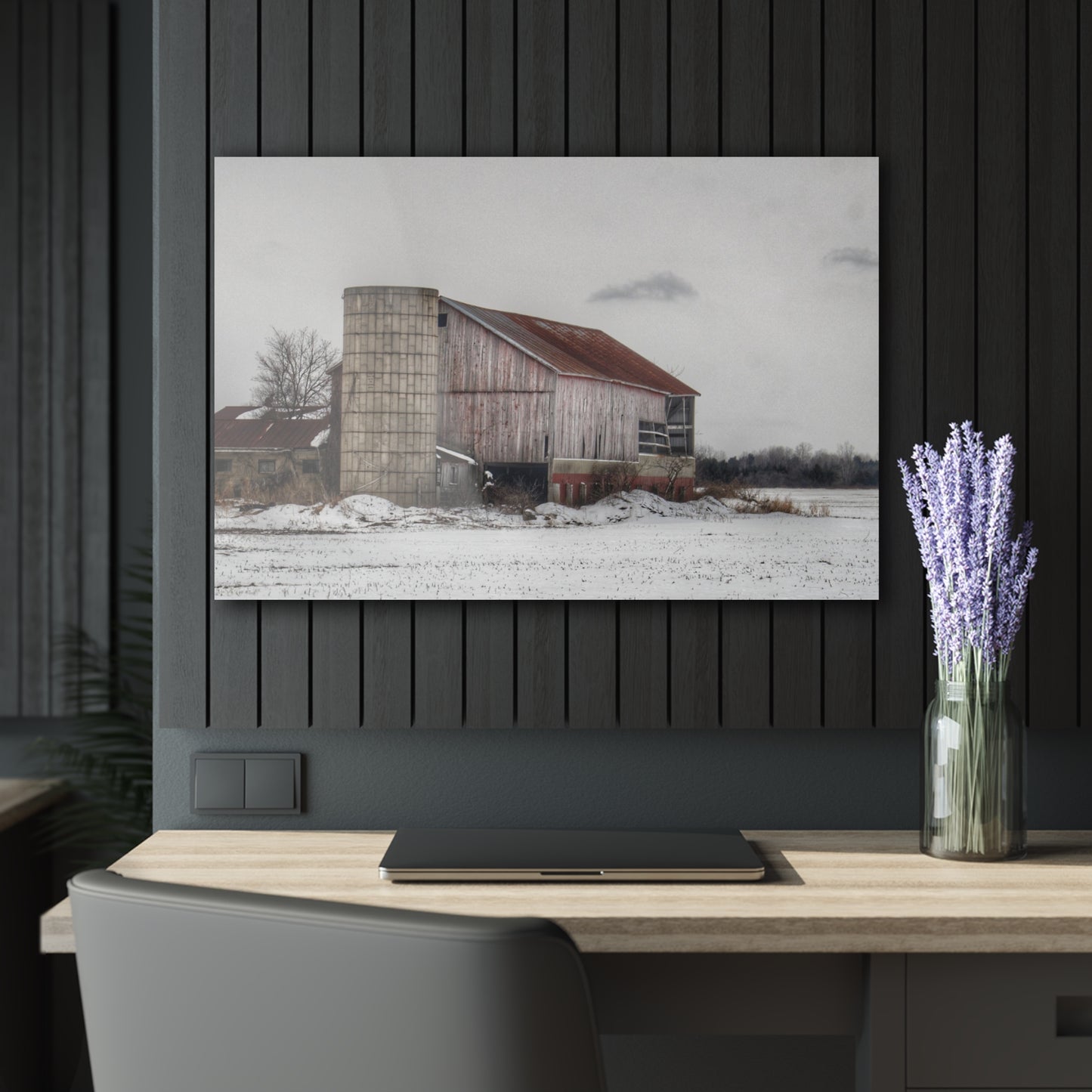 U R There Photography Babcock Road Grey Rustic Farmhouse Acrylic Wall Print