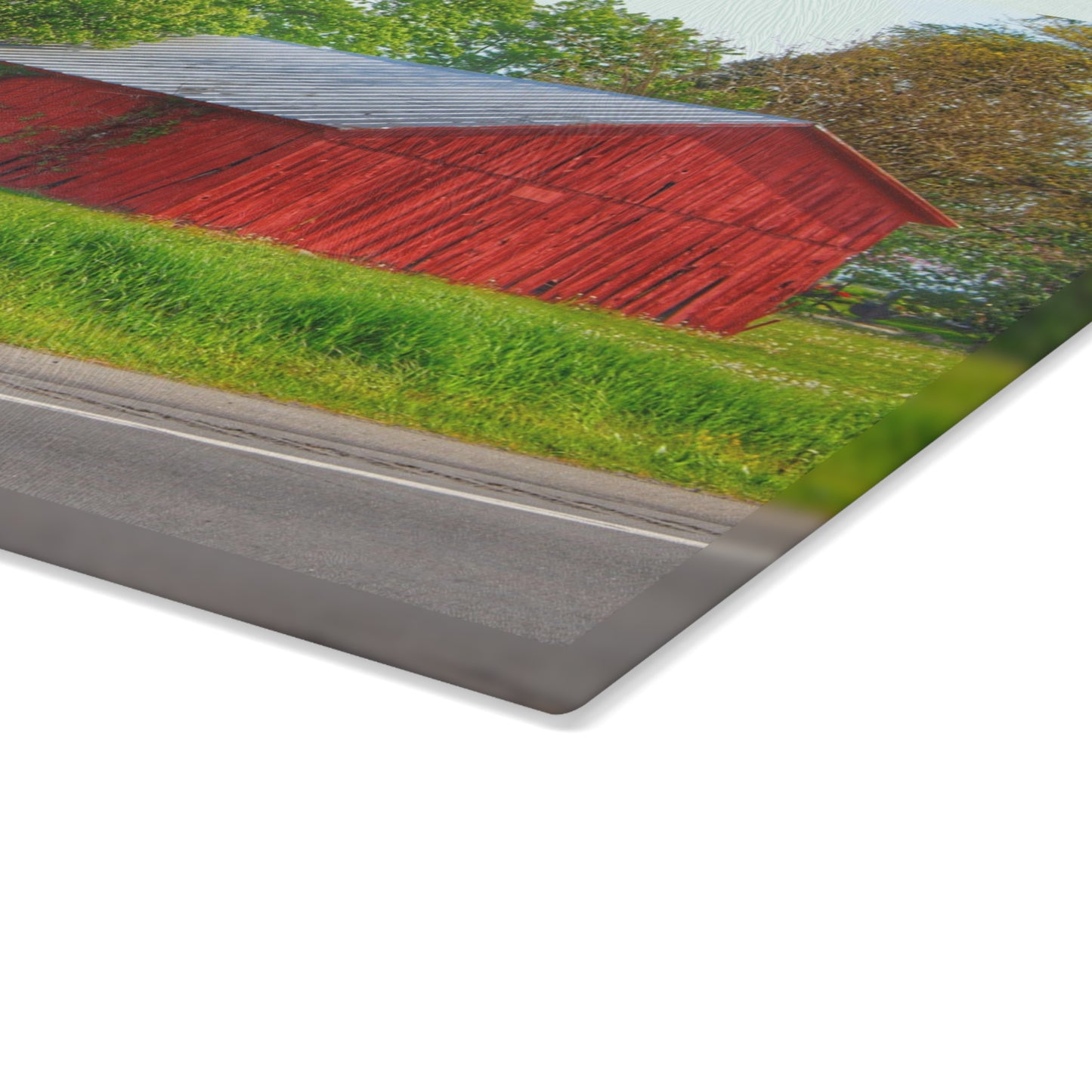 U R There Photography M-25 Little Red Rustic Farmhouse Tempered-Glass Cutting Board
