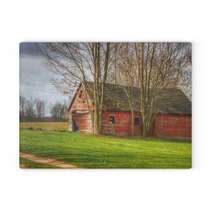 U R There Photography Centerline Shack Rustic Farmhouse Tempered-Glass Cutting Board