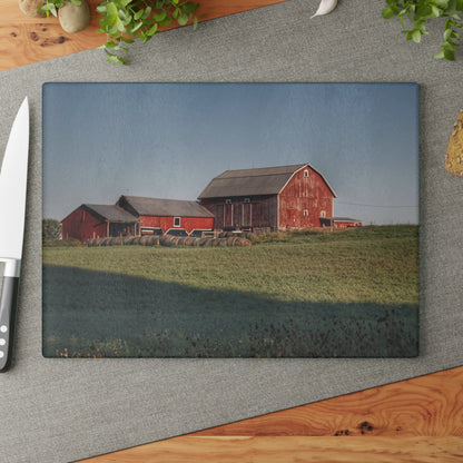 U R There Photography Across the Field in Millington Rustic Farmhouse Tempered-Glass Cutting Board