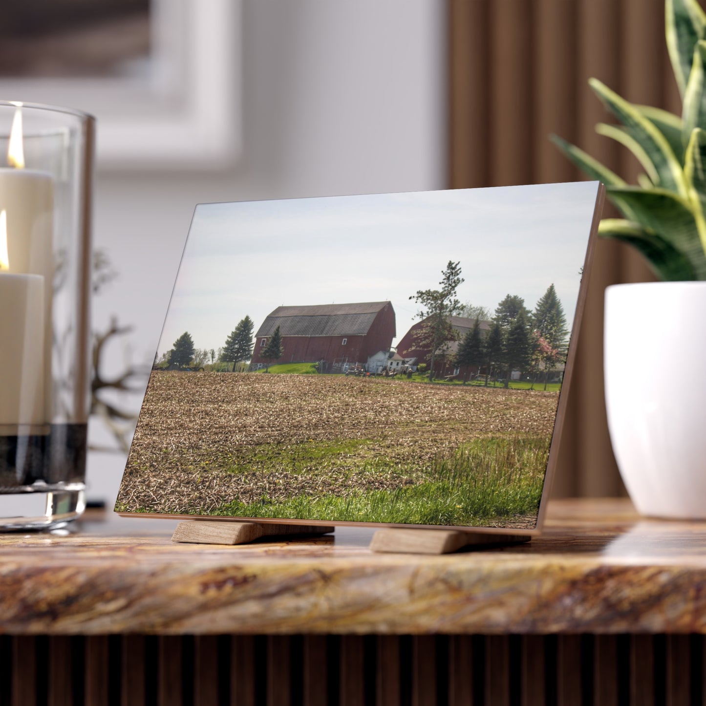 U R There Photography Bishop Road Reds IV Rustic Farmhouse Decorative Ceramic Tile