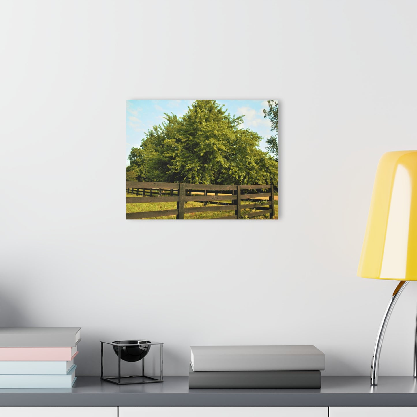 U R There Photography Country Fence and Tree in Metamora Rustic Farmhouse Acrylic Wall Print