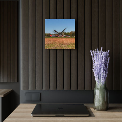 U R There Photography East Millington Road Farm Rustic Farmhouse Acrylic Analog Wall Clock