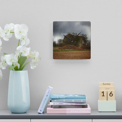 U R There Photography West Snover Grey Rustic Farmhouse Acrylic Analog Wall Clock