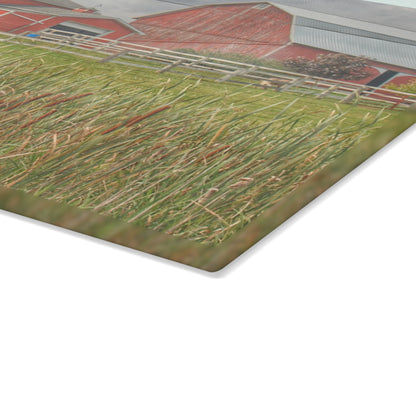 U R There Photography Greenwood Reds Rustic Farmhouse Tempered-Glass Cutting Board