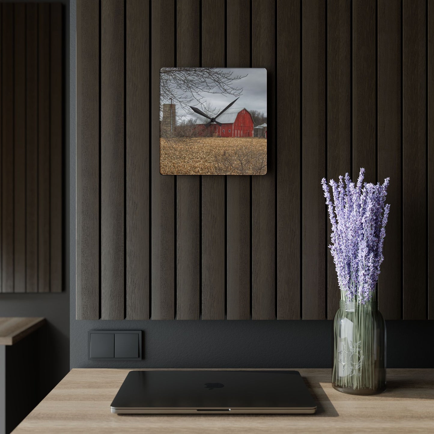 U R There Photography Barnes of Arbela I Rustic Farmhouse Acrylic Analog Wall Clock