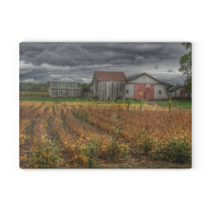 U R There Photography Murphy Lake Road Quonset Clan Rustic Farmhouse Tempered-Glass Cutting Board