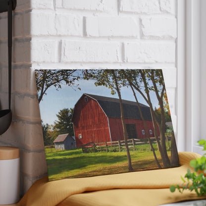 U R There Photography Hough Road Red II Rustic Farmhouse Tempered-Glass Cutting Board