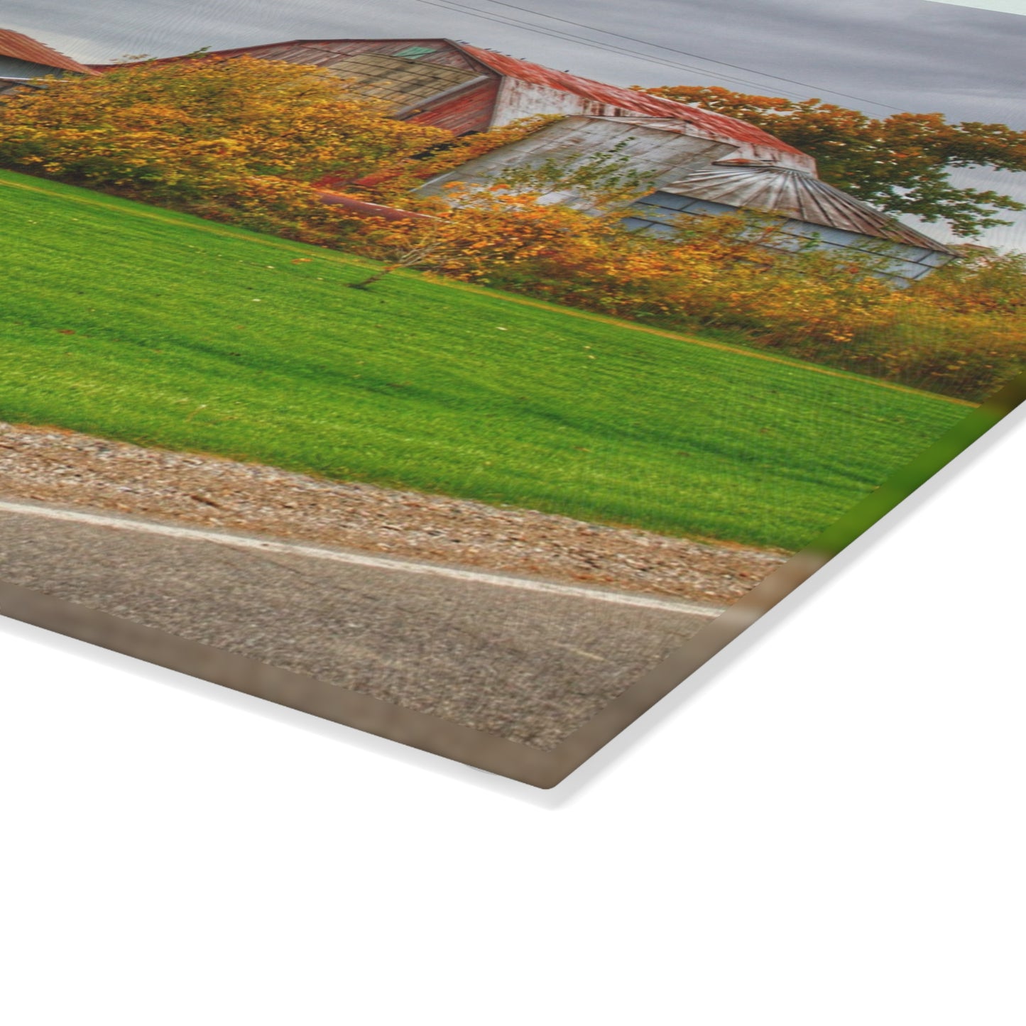 U R There Photography Galbraith Road Red Rustic Farmhouse Tempered-Glass Cutting Board