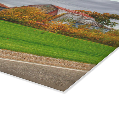 U R There Photography Galbraith Road Red Rustic Farmhouse Tempered-Glass Cutting Board