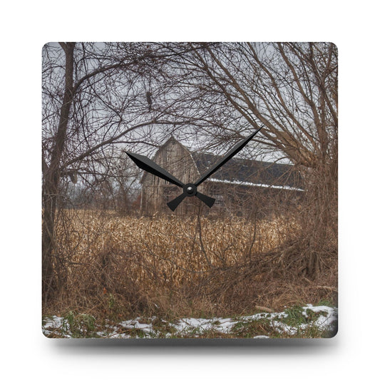 North Oxford Road Grey I Rustic Farmhouse Acrylic Analog Wall Clock 10.75'' × 10.75'' (Square)
