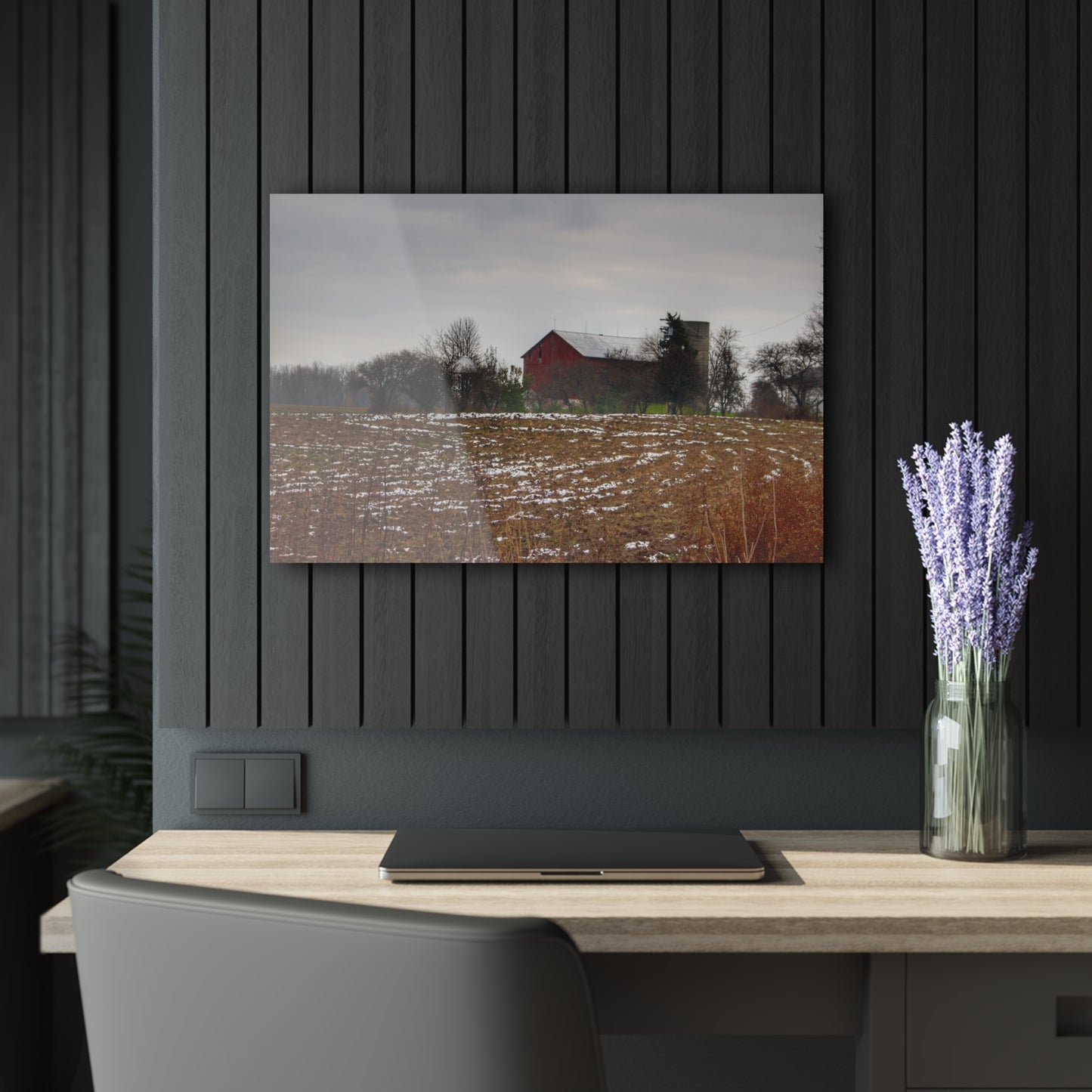 U R There Photography Brook Road Red Rustic Farmhouse Acrylic Wall Print