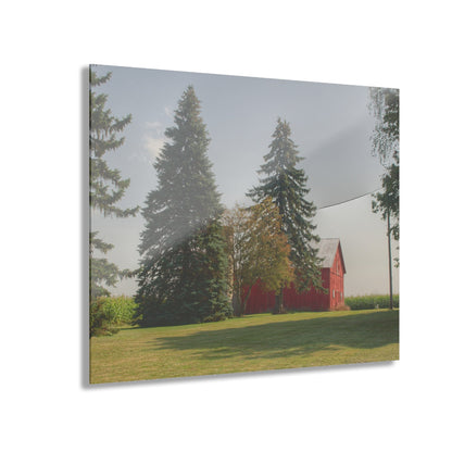 U R There Photography Small Red Barn Beneath the Pines Rustic Farmhouse Acrylic Wall Print