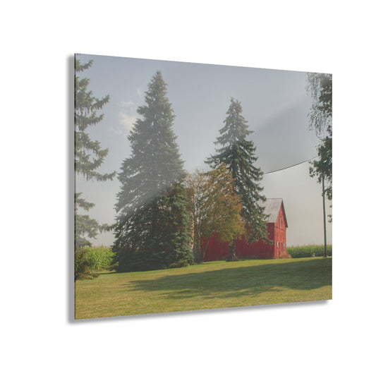 U R There Photography Small Red Barn Beneath the Pines Rustic Farmhouse Acrylic Wall Print