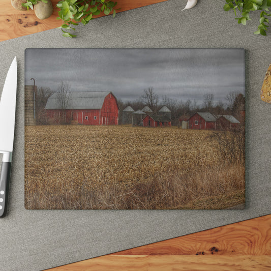 U R There Photography Barns of Arbela II Rustic Farmhouse Tempered-Glass Cutting Board